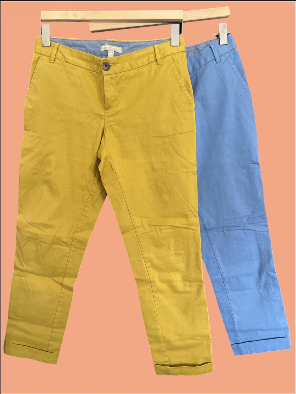 BANANA REPUBLIC Cotton Chino crops- Mustard Yellow & Light Blue
